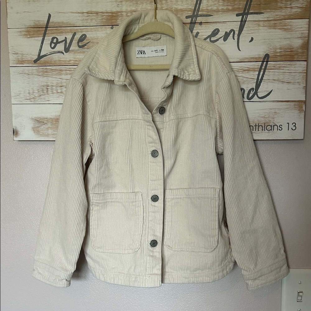 Zara Beige Corduroy Button-Up Jacket Size 8-9